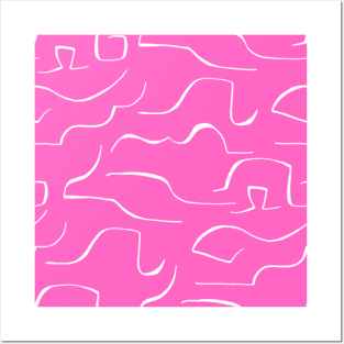 Dark pink color wavey pattern Posters and Art